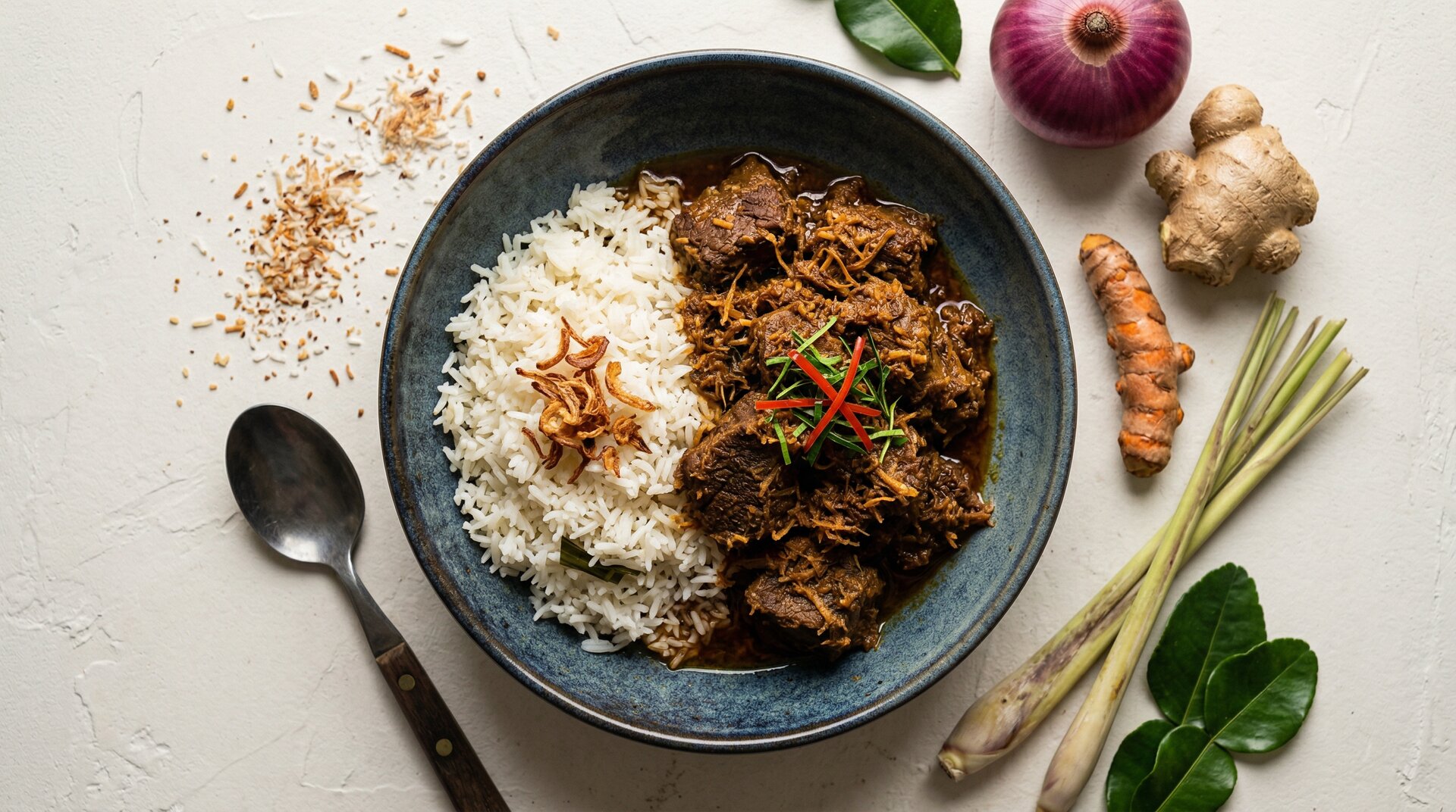 Maleisische Rendang met Kokosrijst