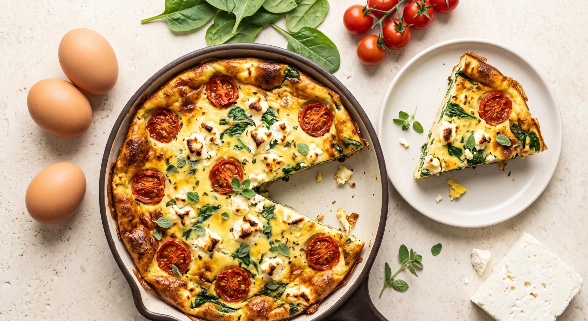 Mediterrane Frittata met Feta en Spinazie