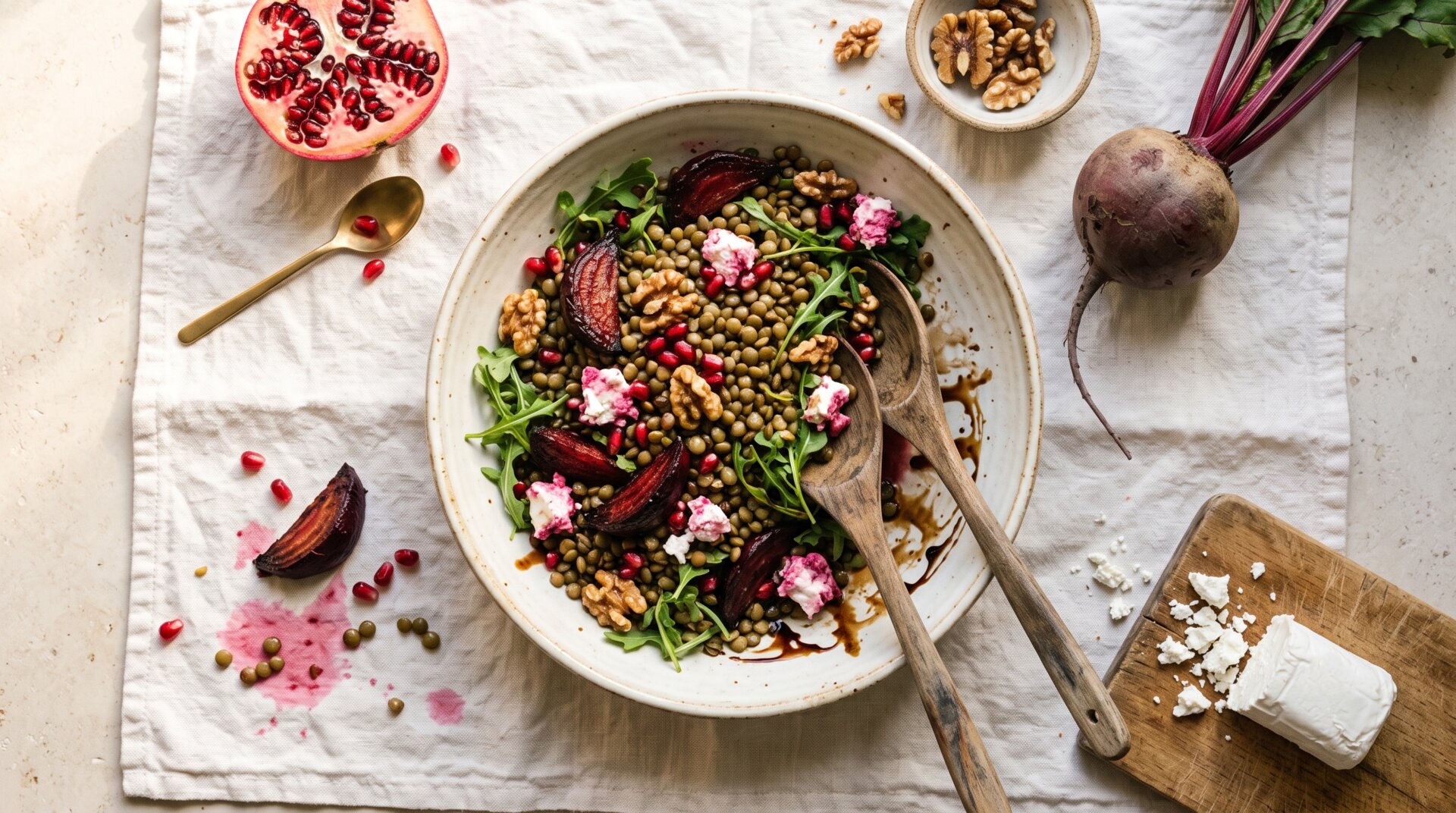 Mediterrane Linzen Salade met Geitenkaas