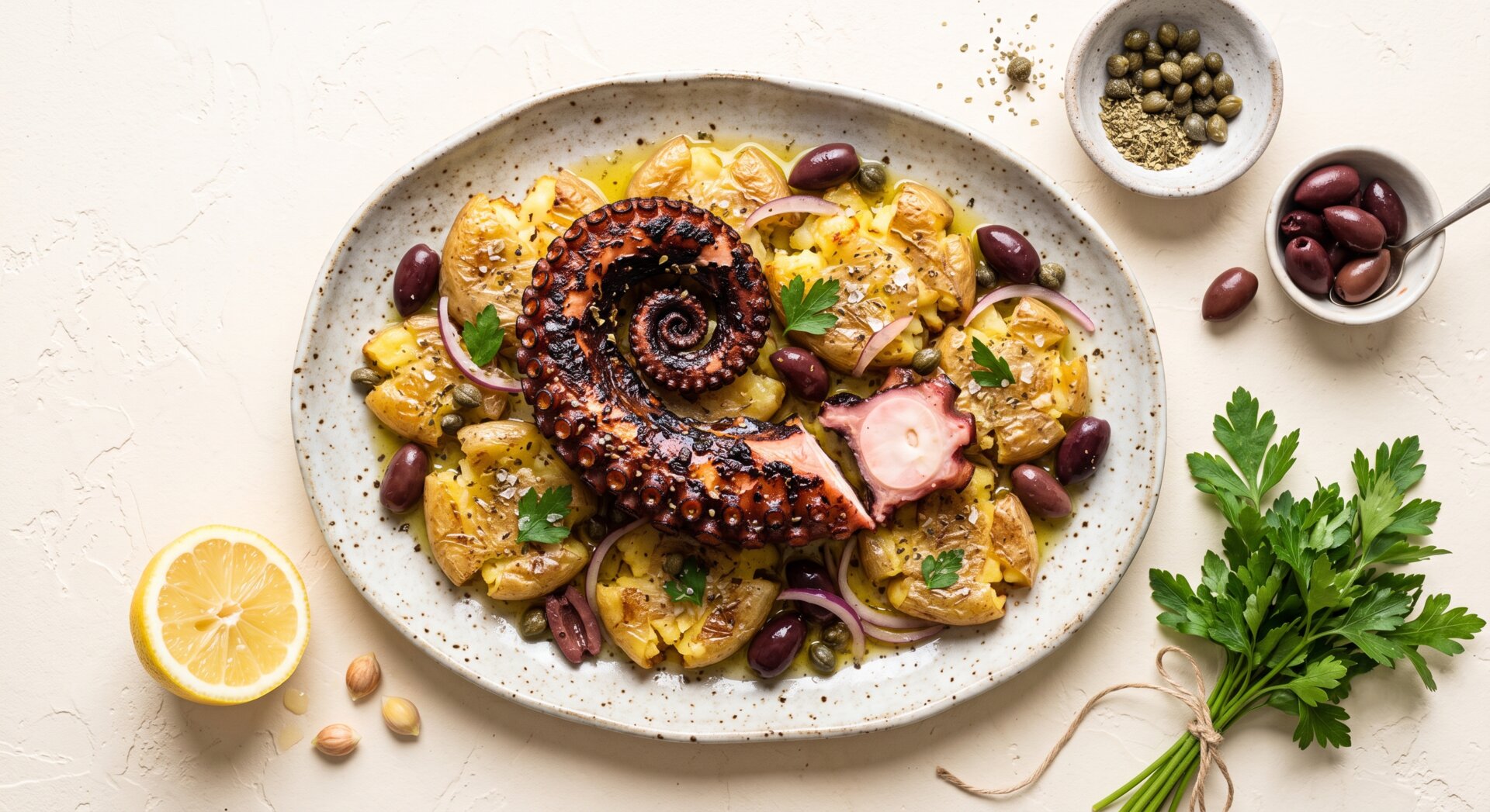 Mediterrane Octopus met Krokante Aardappelen