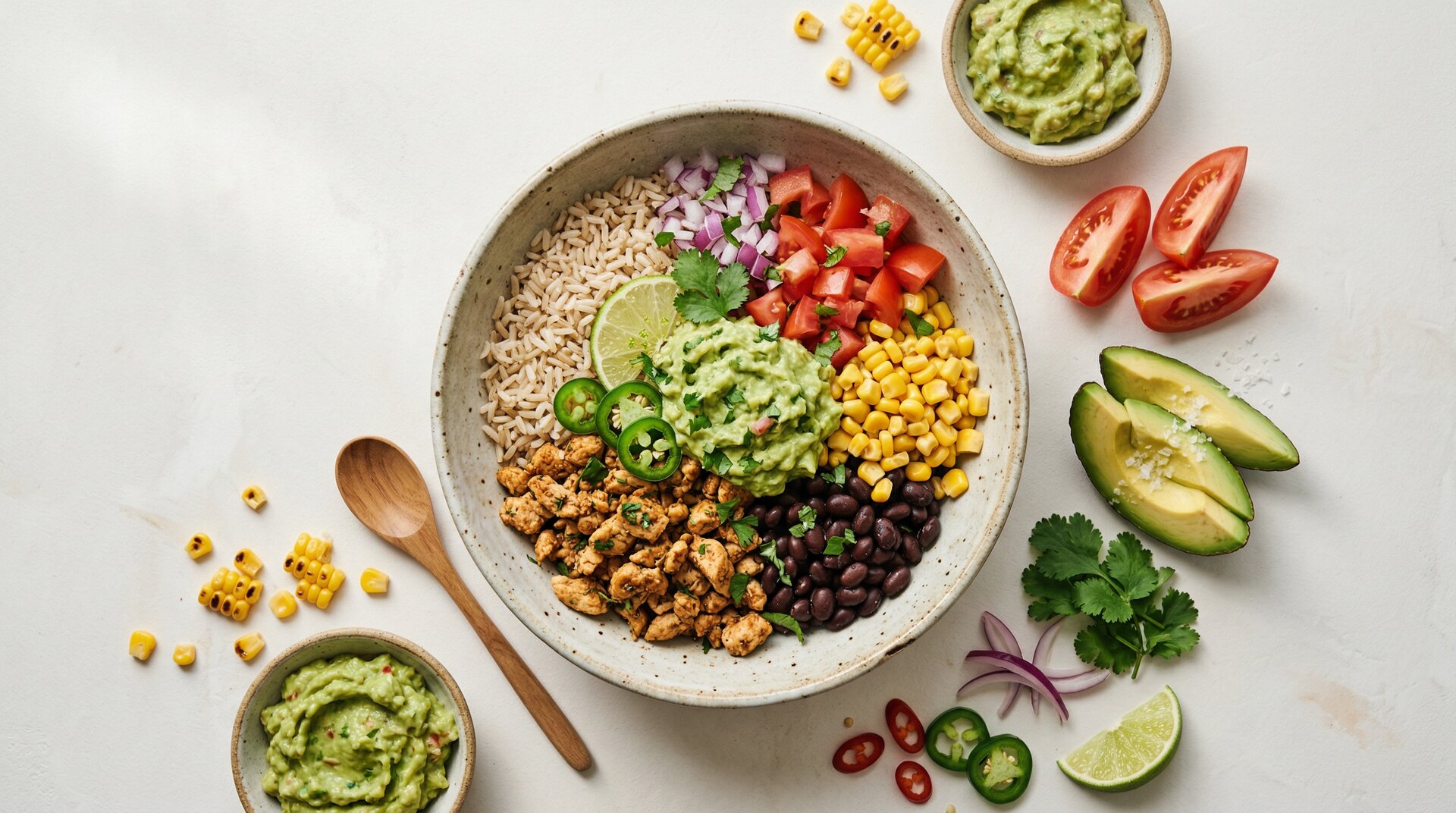 Mexicaanse Burritobowl met Guacamole & Zwarte Bonen