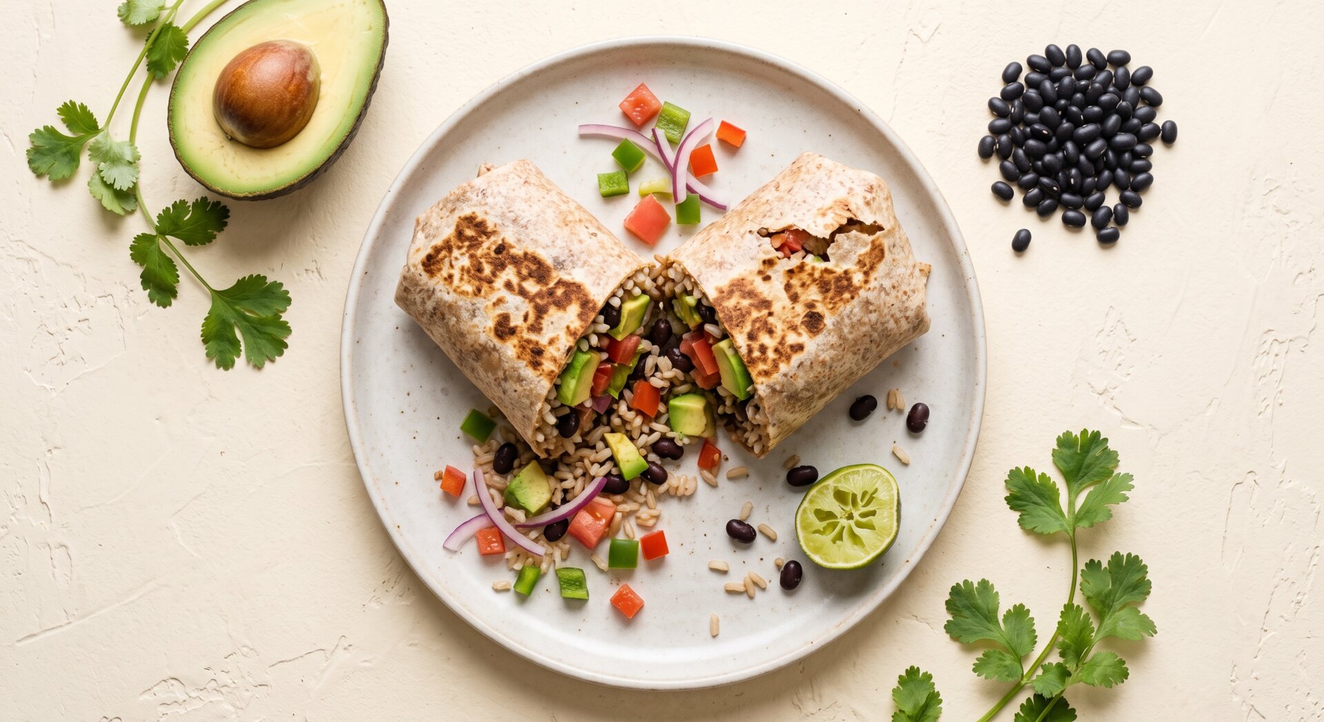 Mexicaanse Zwarte Bonen Rijst Burrito