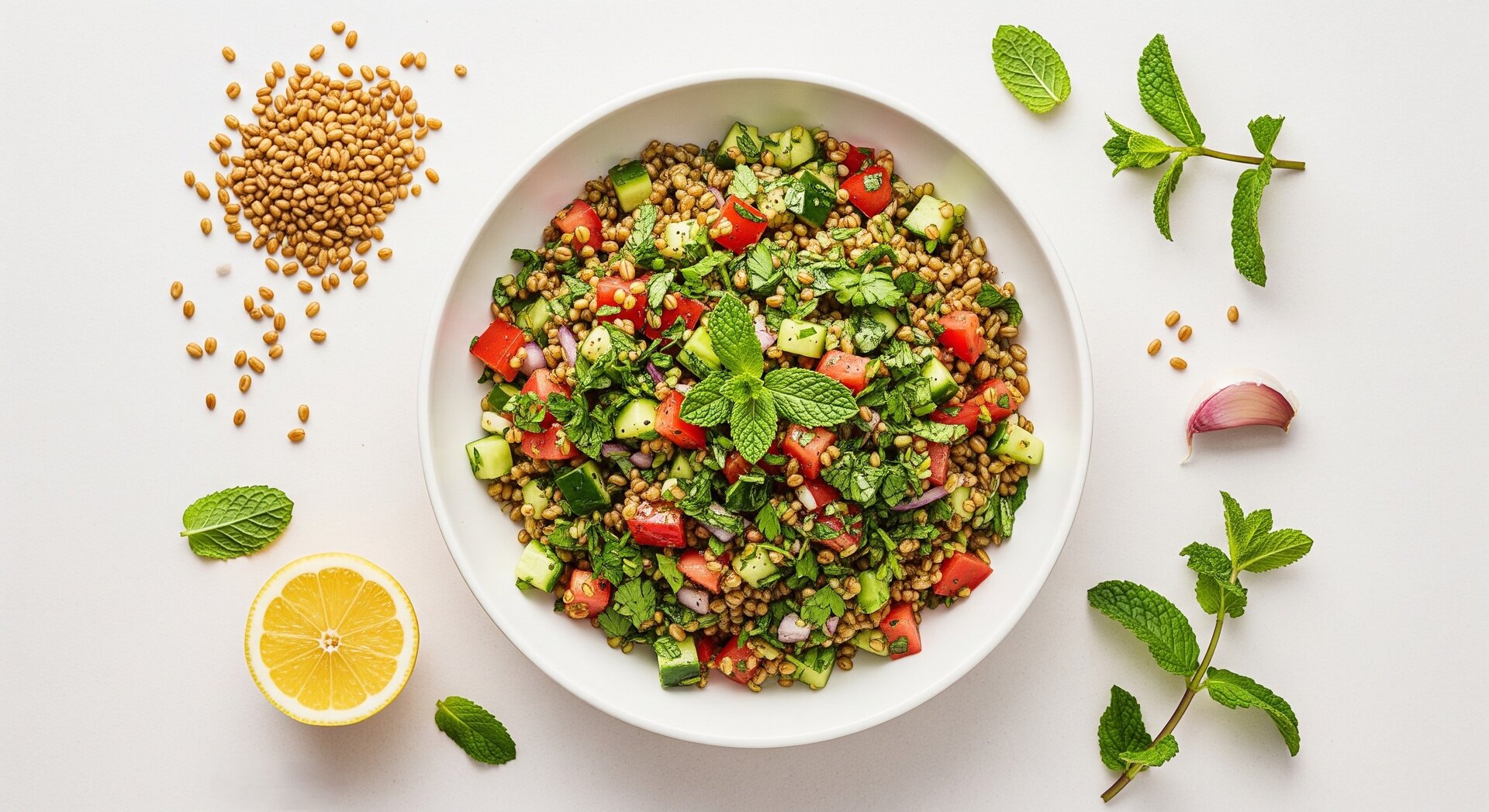Midden-Oosterse Freekeh Salade met Kruiden
