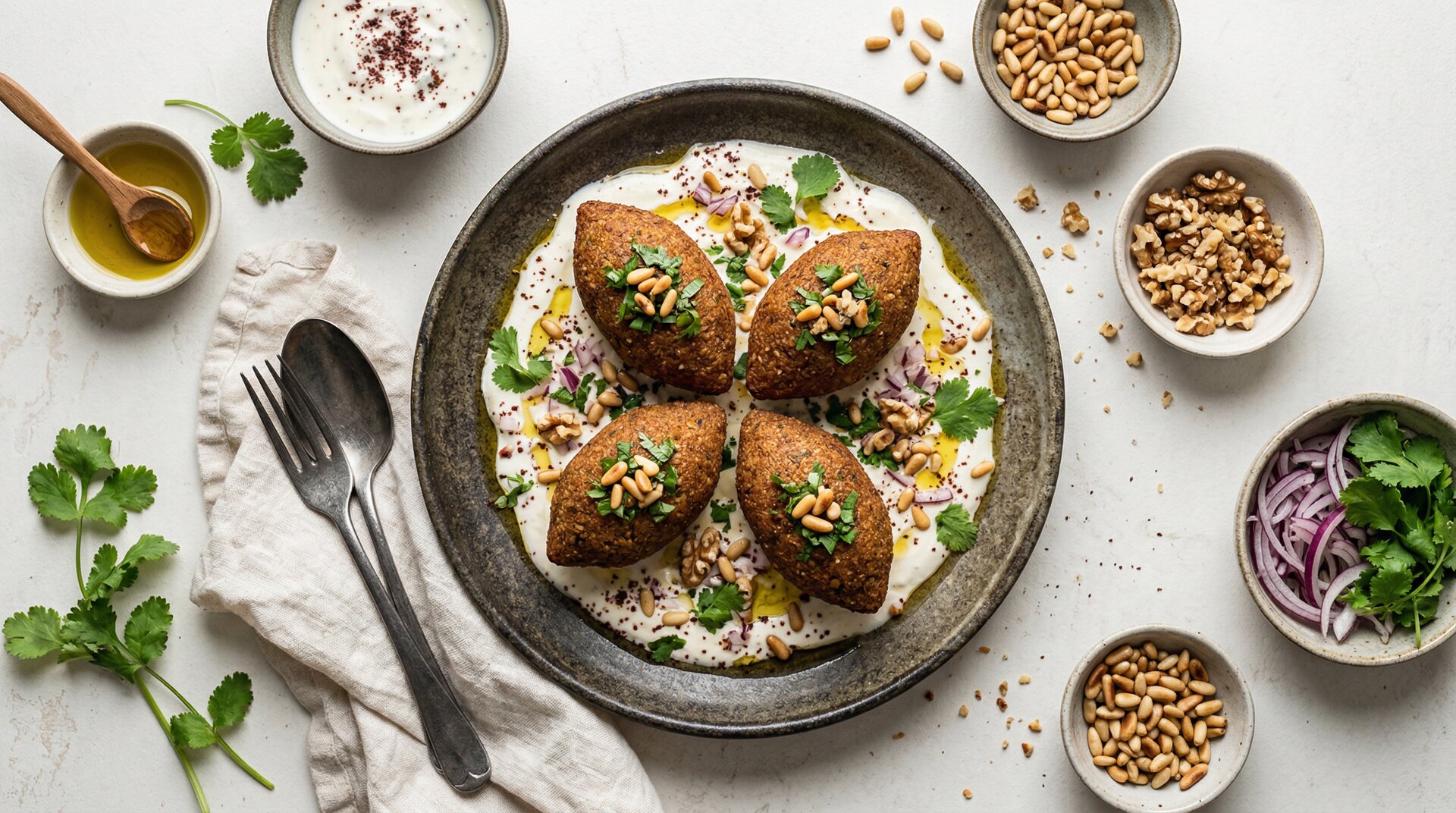 Midden-Oosterse Kibbeh met Bulgur en Yoghurtsaus