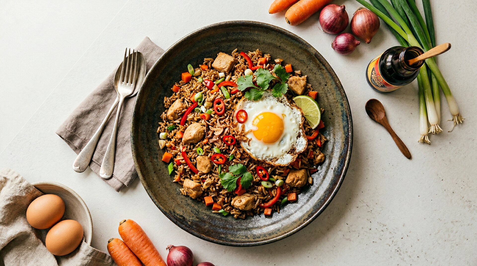 Nasi Goreng met Kip, Groenten en Kecap