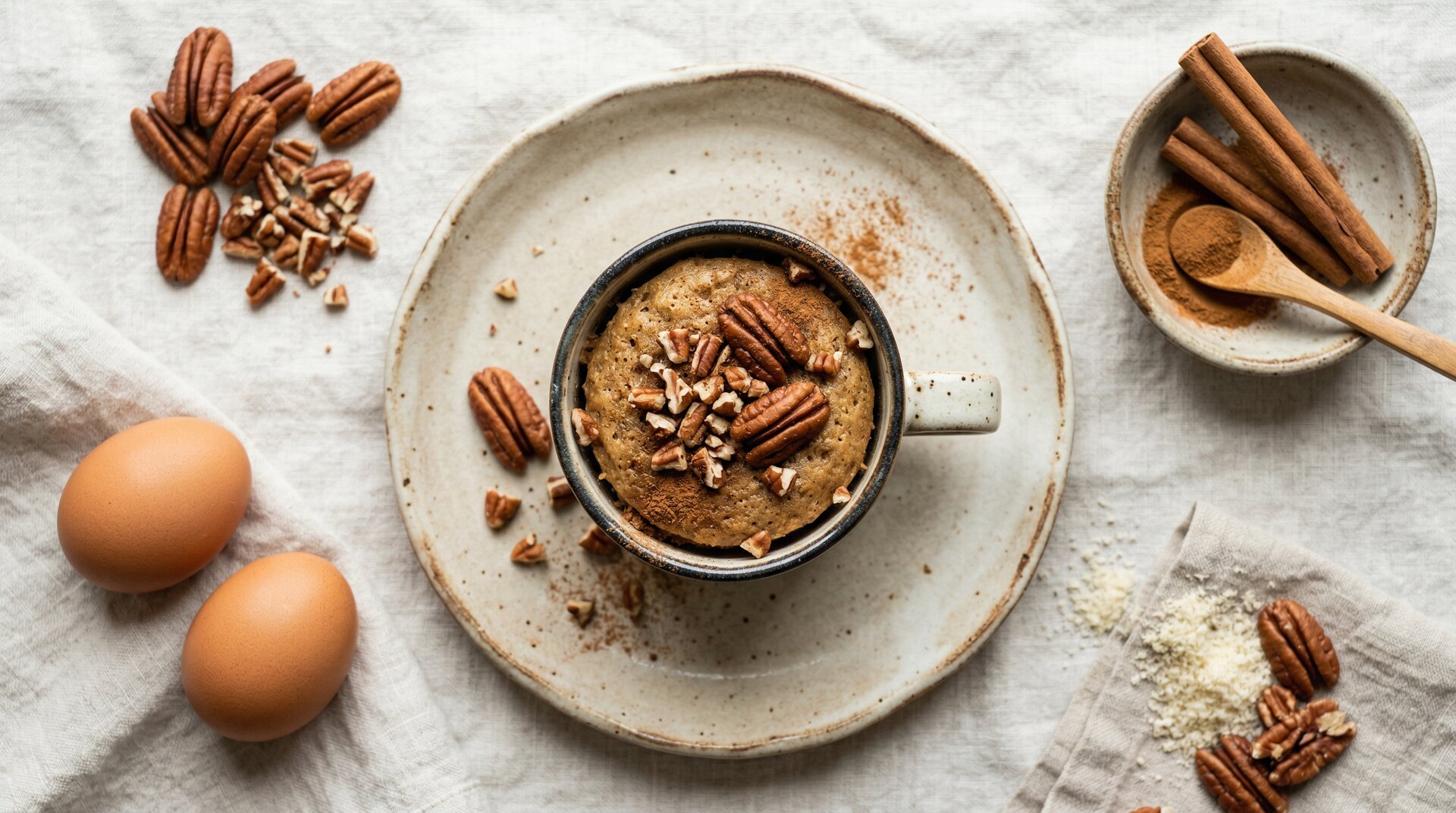 Pecannoot-Kaneel Keto Mug Cake