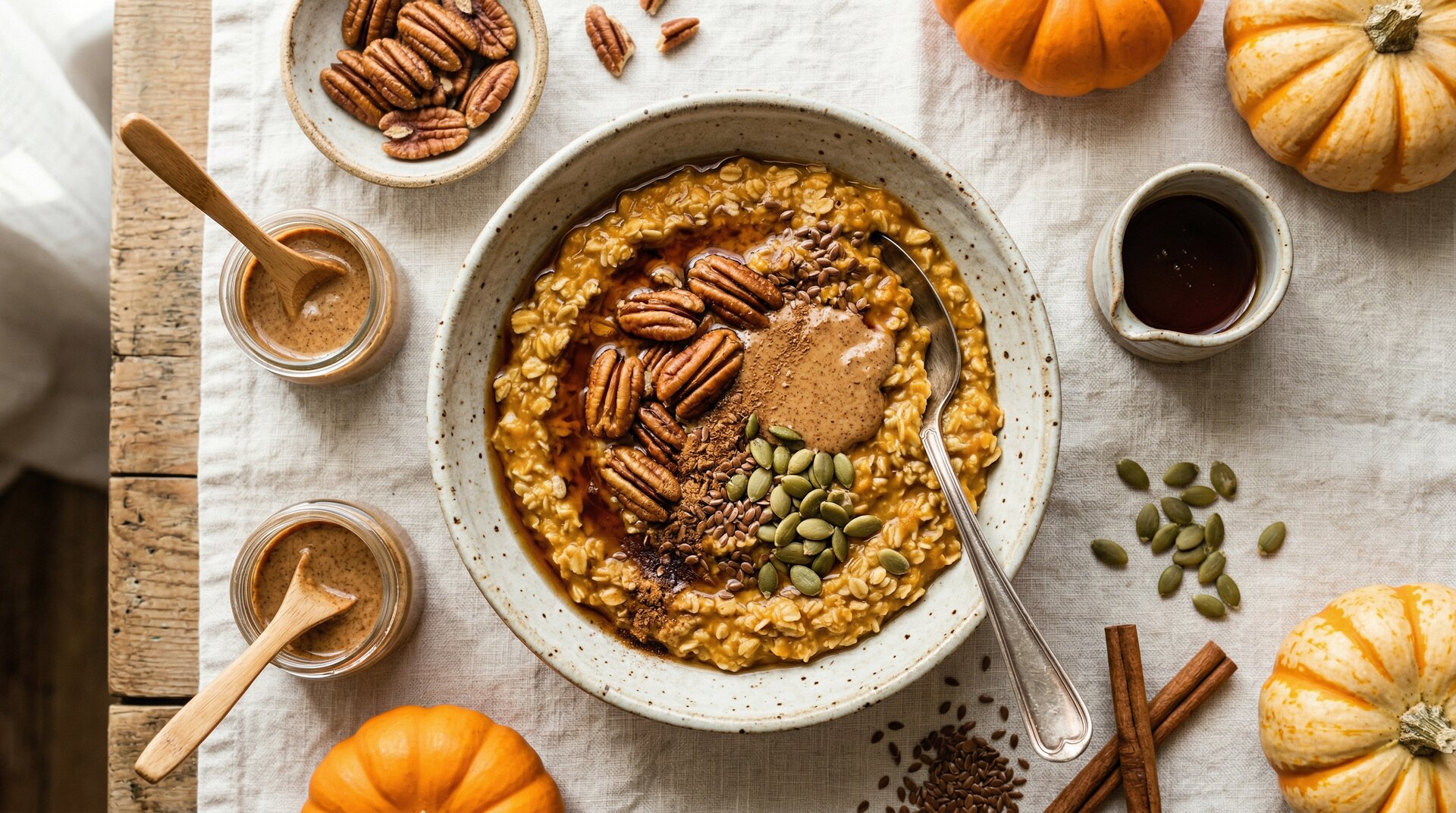 Pompoen-Havermout met Pecannoten & Ahornsiroop