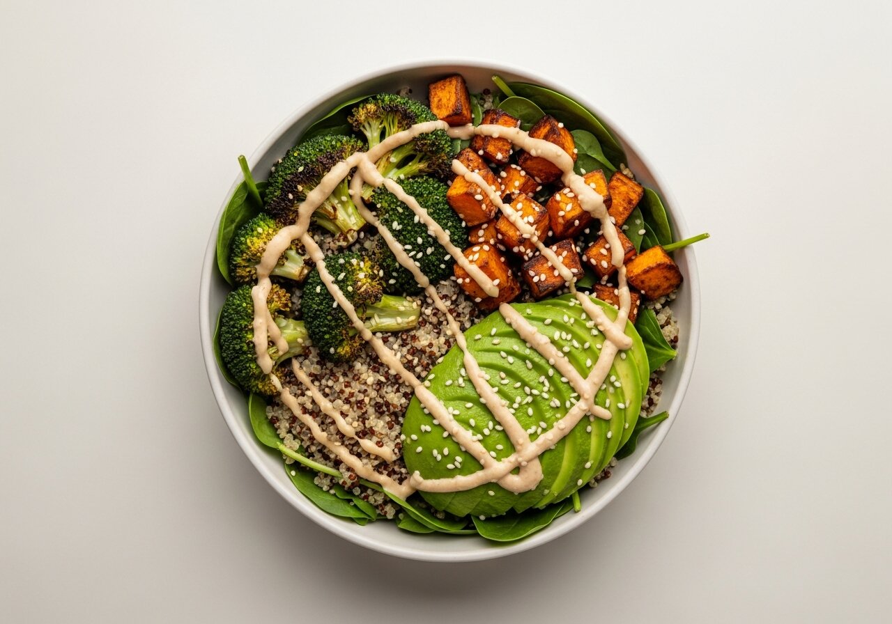 Quinoa Power Bowl met Gember-Tahini Dressing