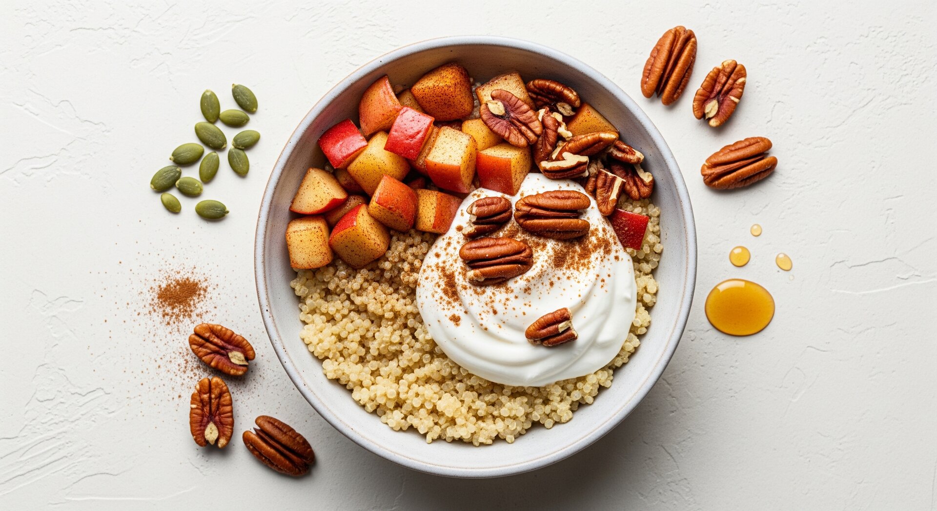 Warme Quinoa Ontbijtbowl met Appel en Pecannoten