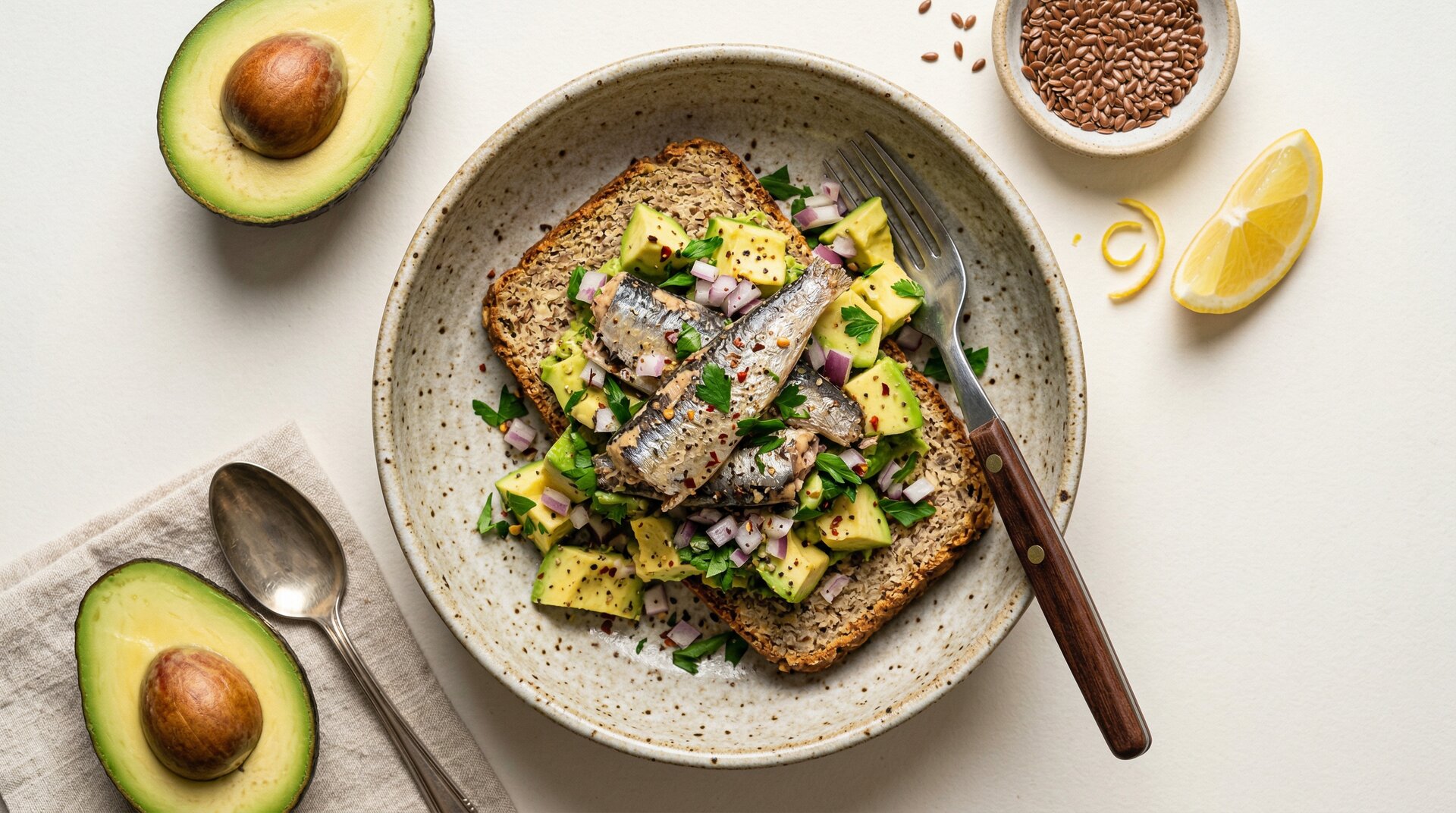 Sardines-Avocado op Keto Brood