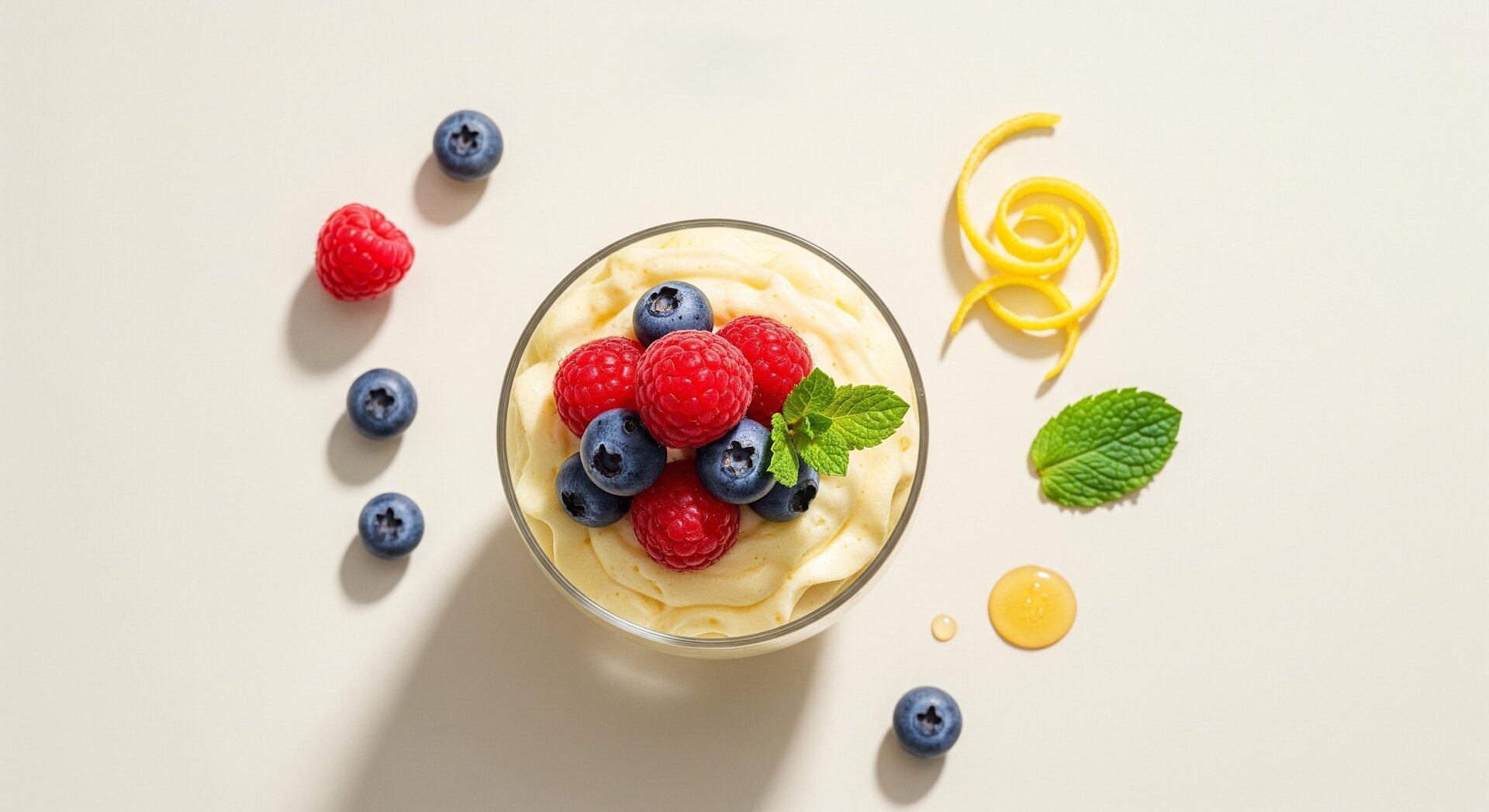 Skyr Citroen Mousse met Verse Bessen