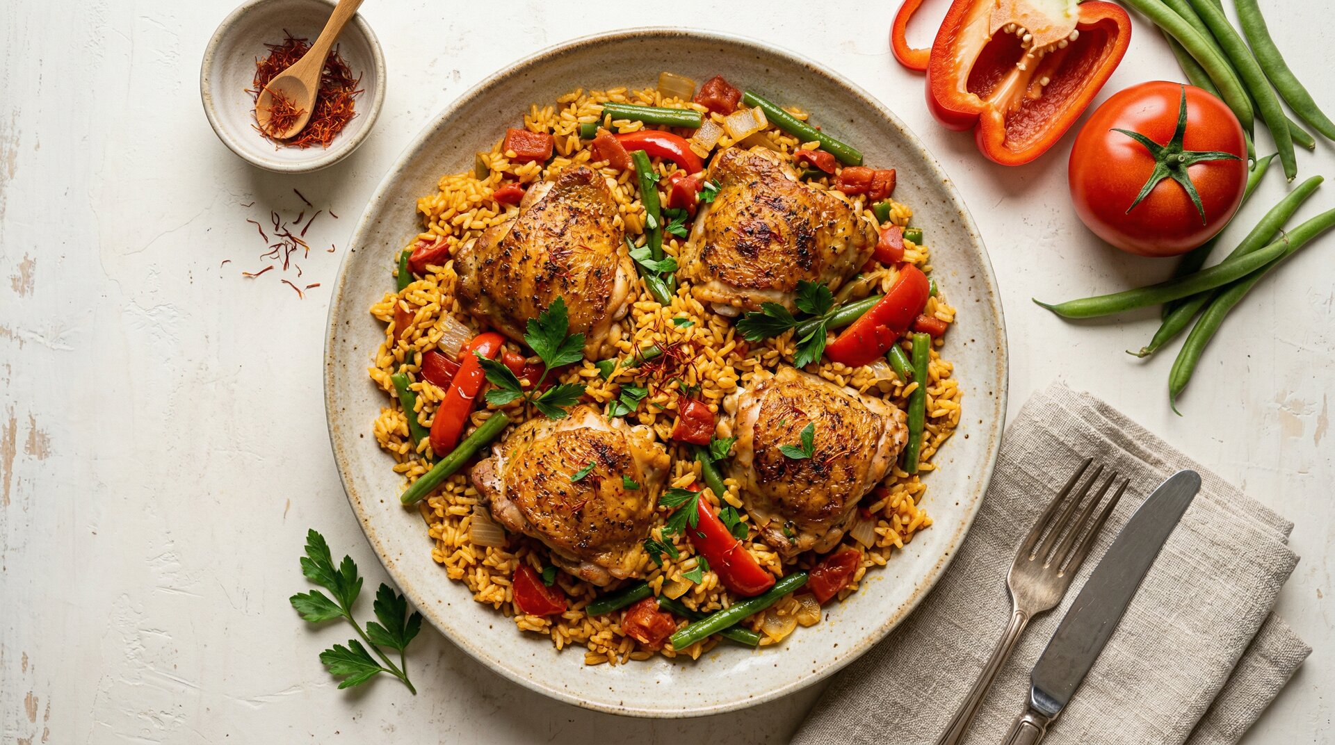Spaanse Arroz con Pollo met Groenten en Saffraan