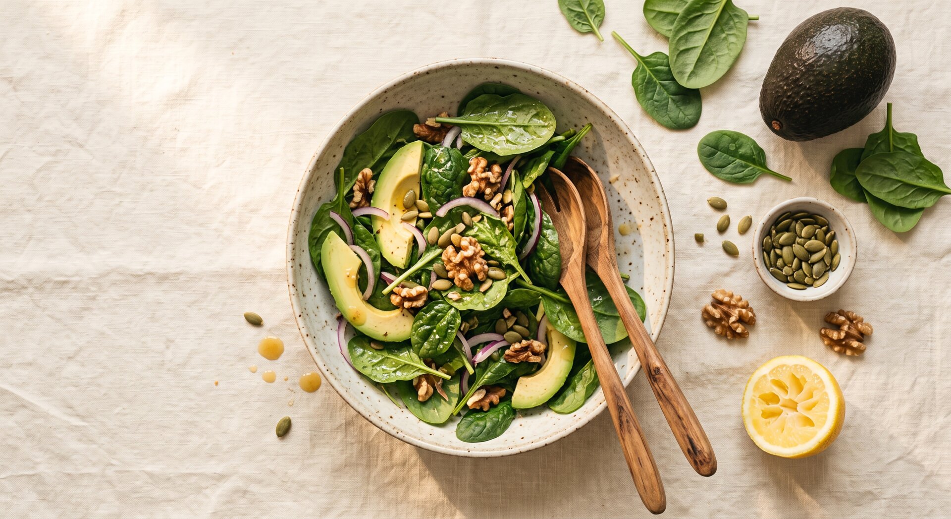 Spinazie Avocado Salade met Citrusdressing