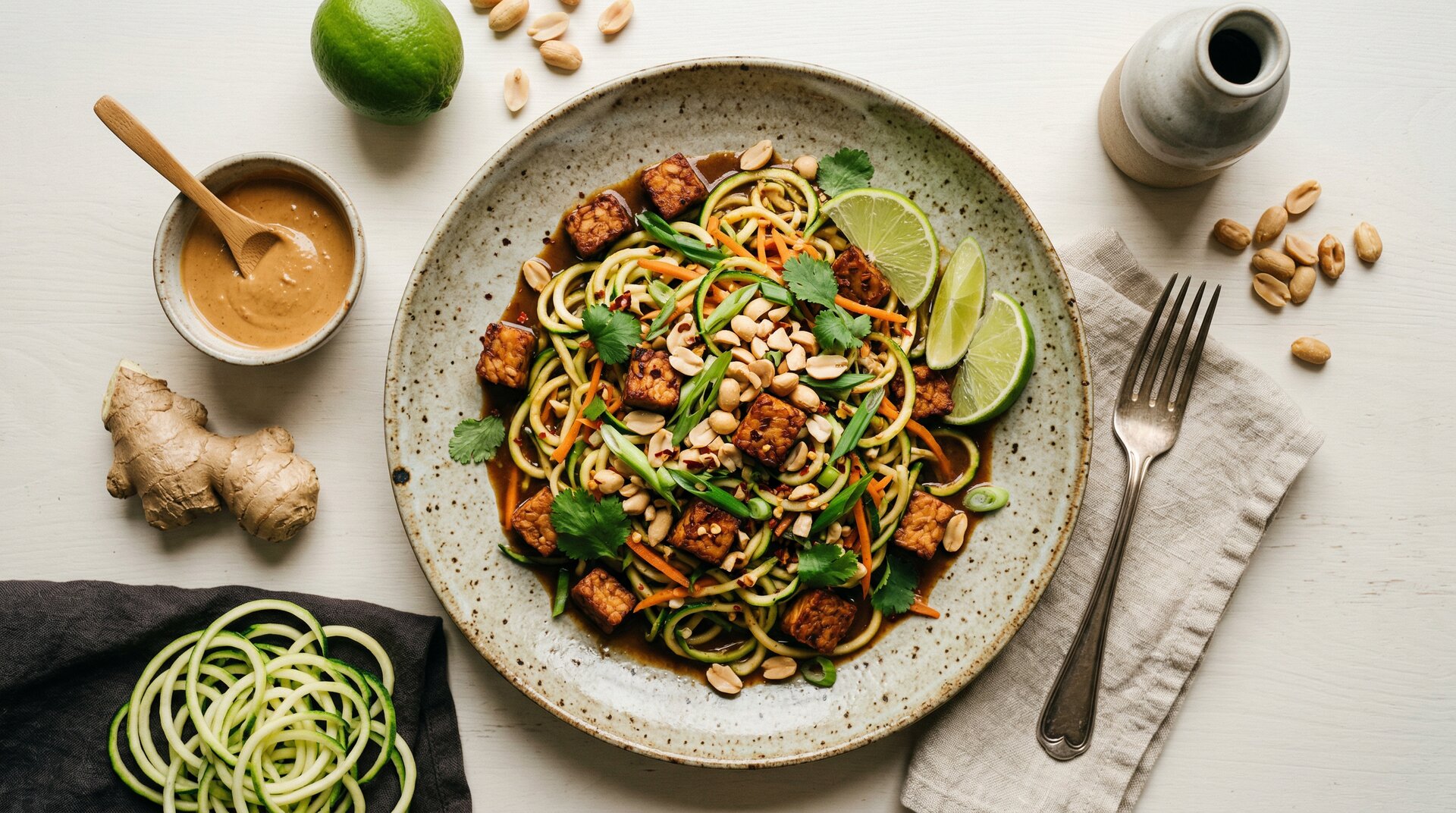 Tempeh Pad Thai met Courgettenoedels