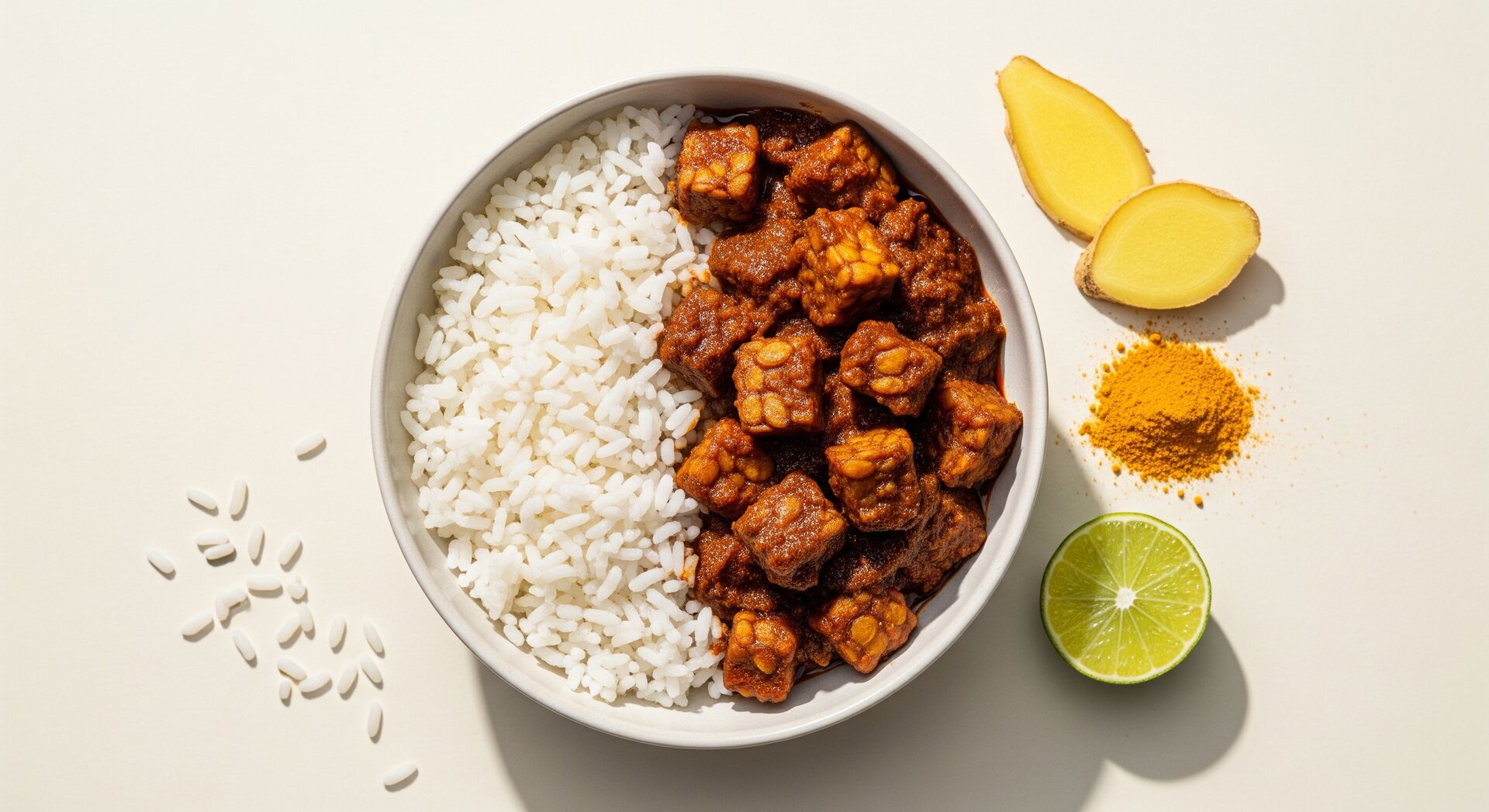 Tempeh Rendang Bowl met Kokosrijst