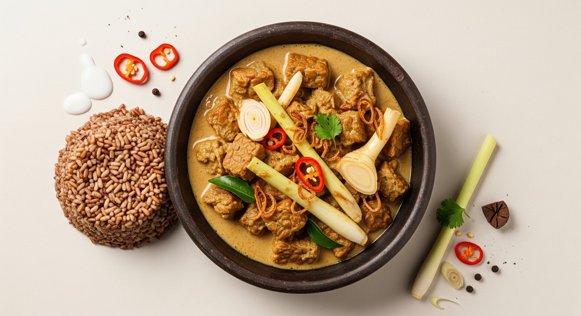 Tempeh Rendang met Bruine Rijst