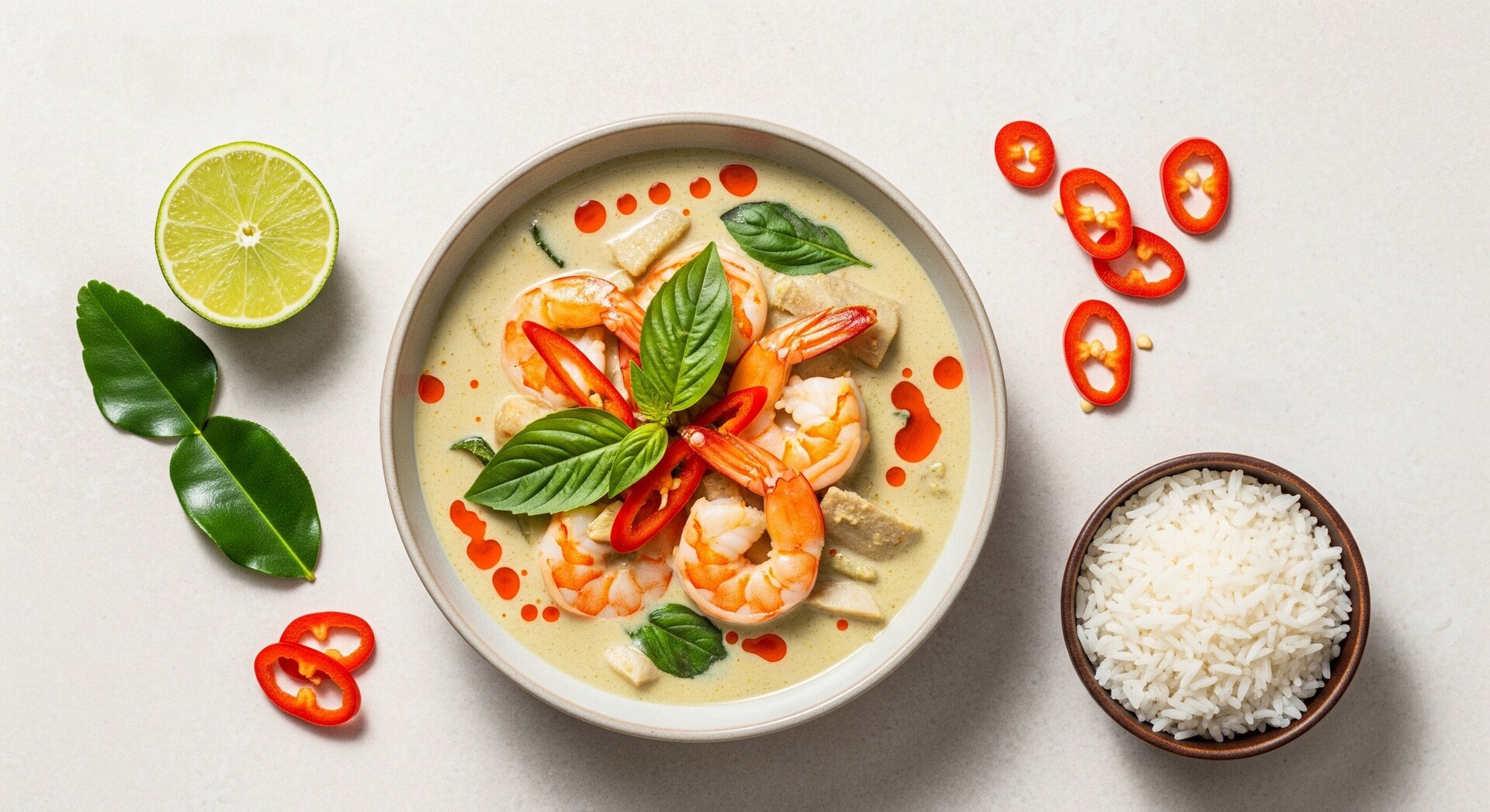 Thaise Groene Curry met Garnalen en Kokos