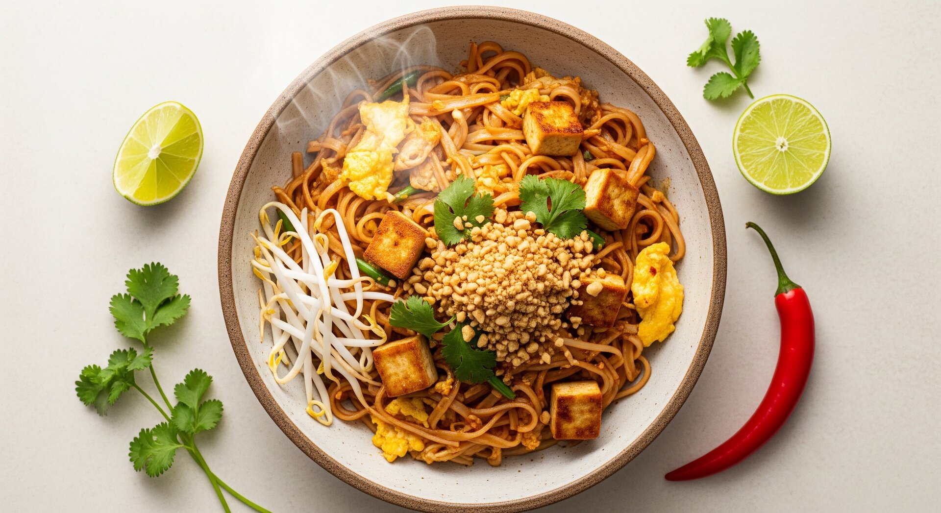 Tofu Pad Thai met Pinda's en Limoen