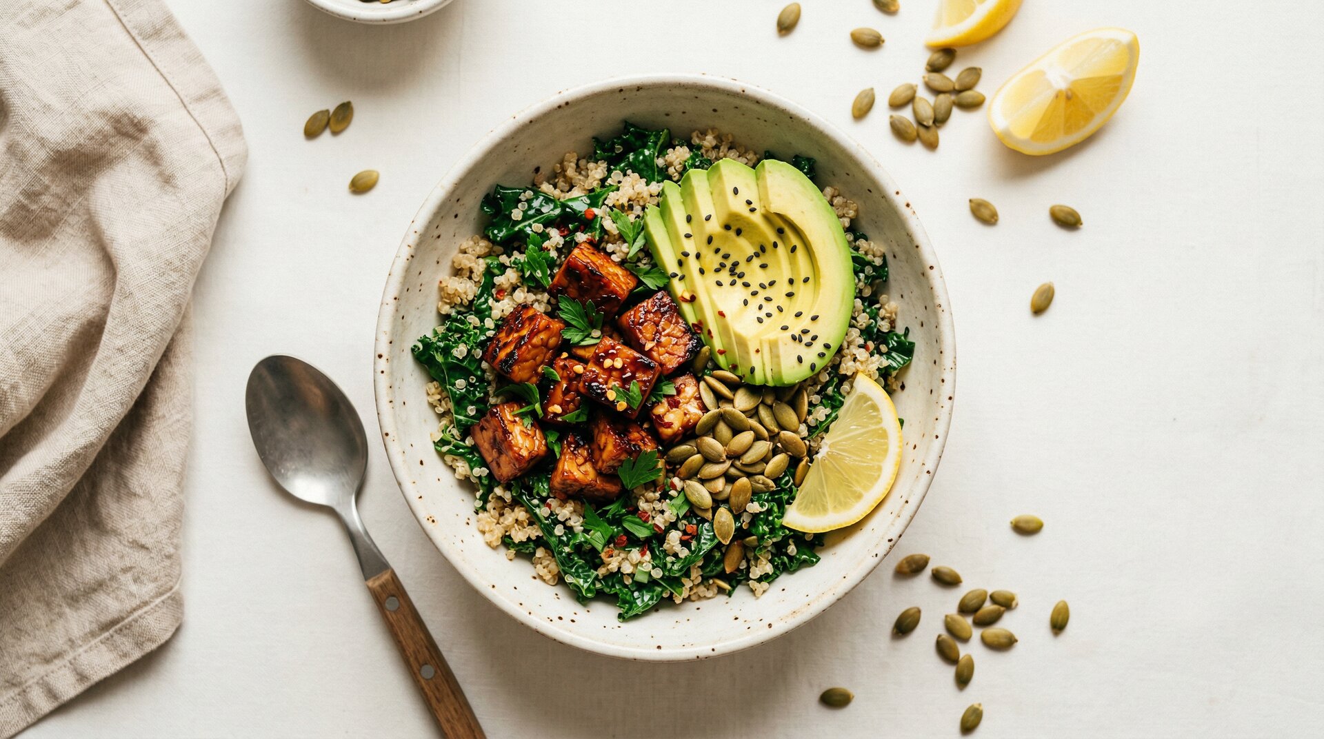 Krokante Tempeh-Boerenkool Bowl