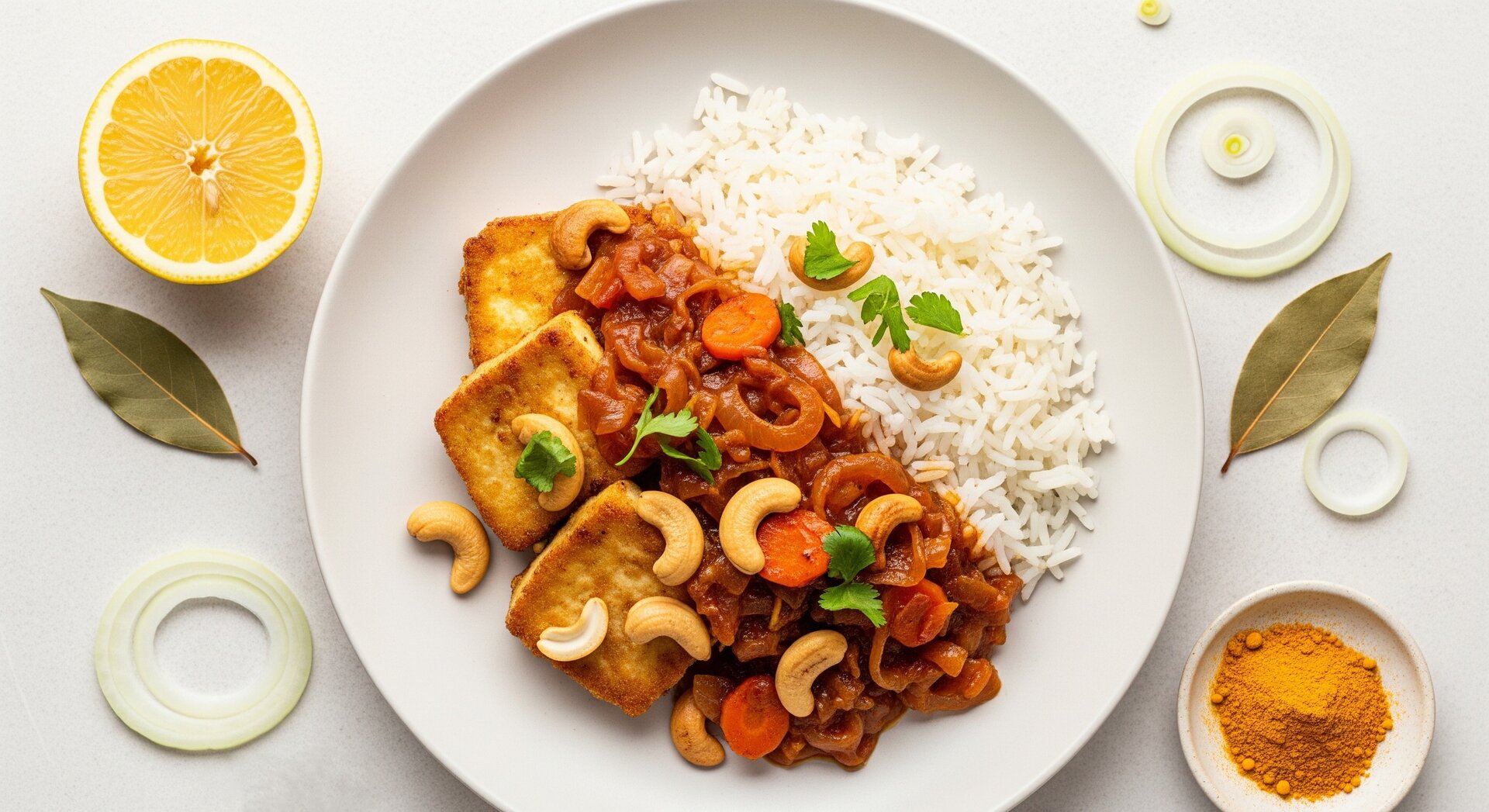 Vegan West-Afrikaanse Yassa Tofu met Rijst