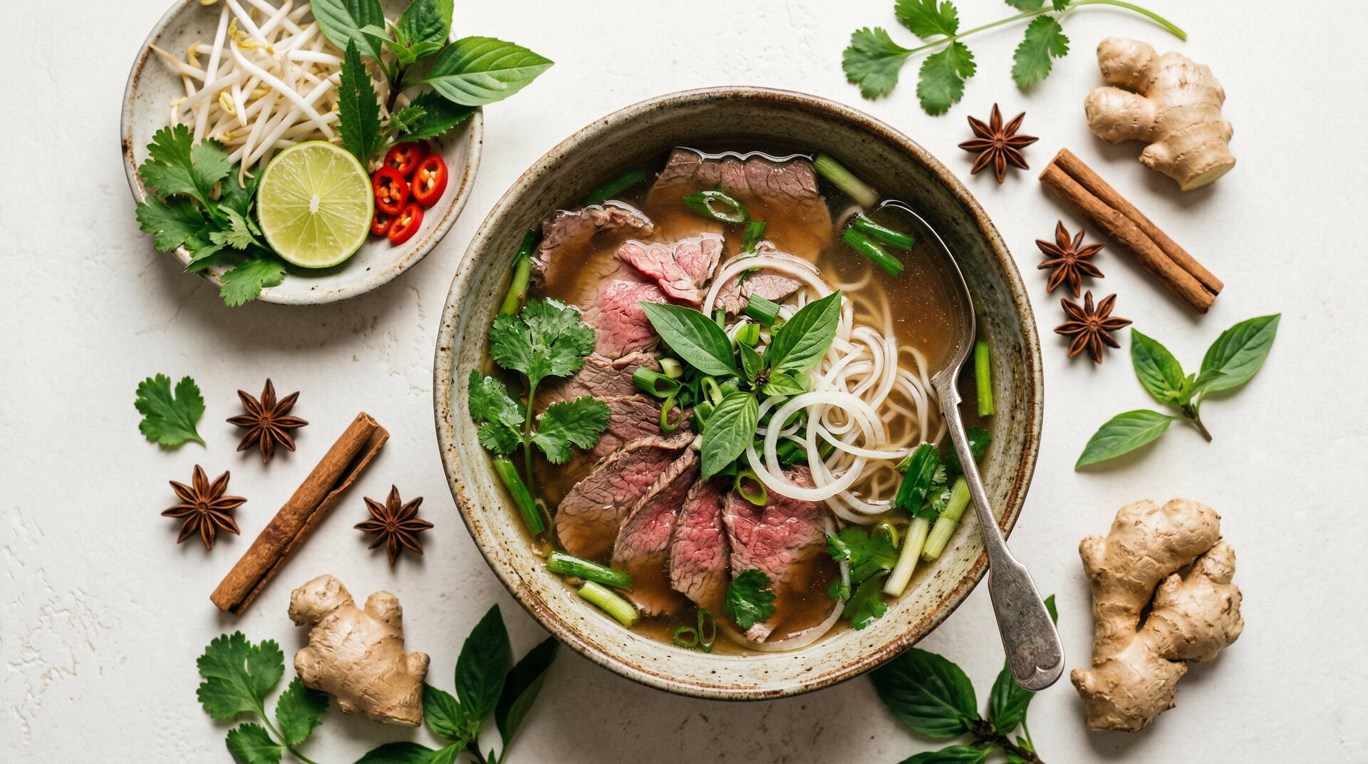 Vietnamese Pho met Rundvlees en Kruiden