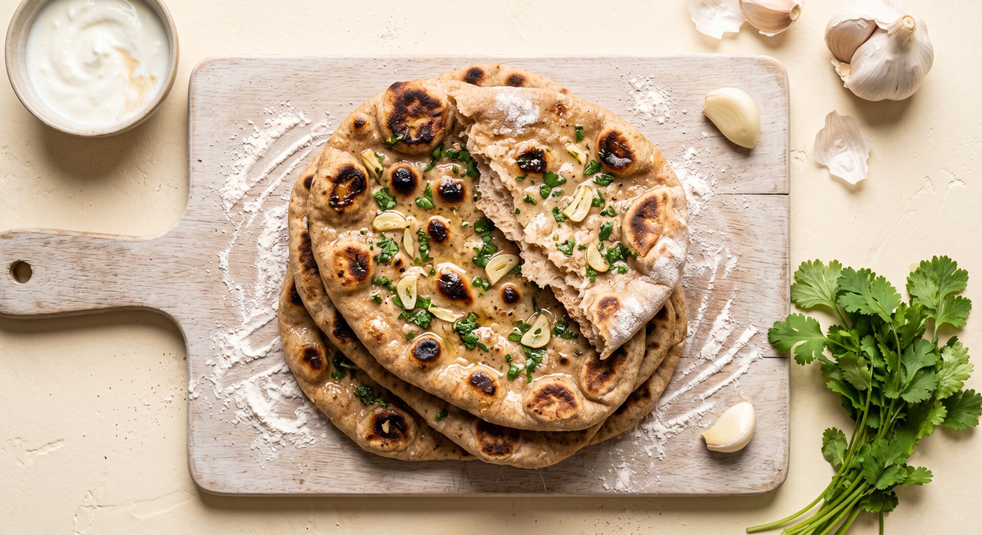 Volkoren Naan met Knoflook