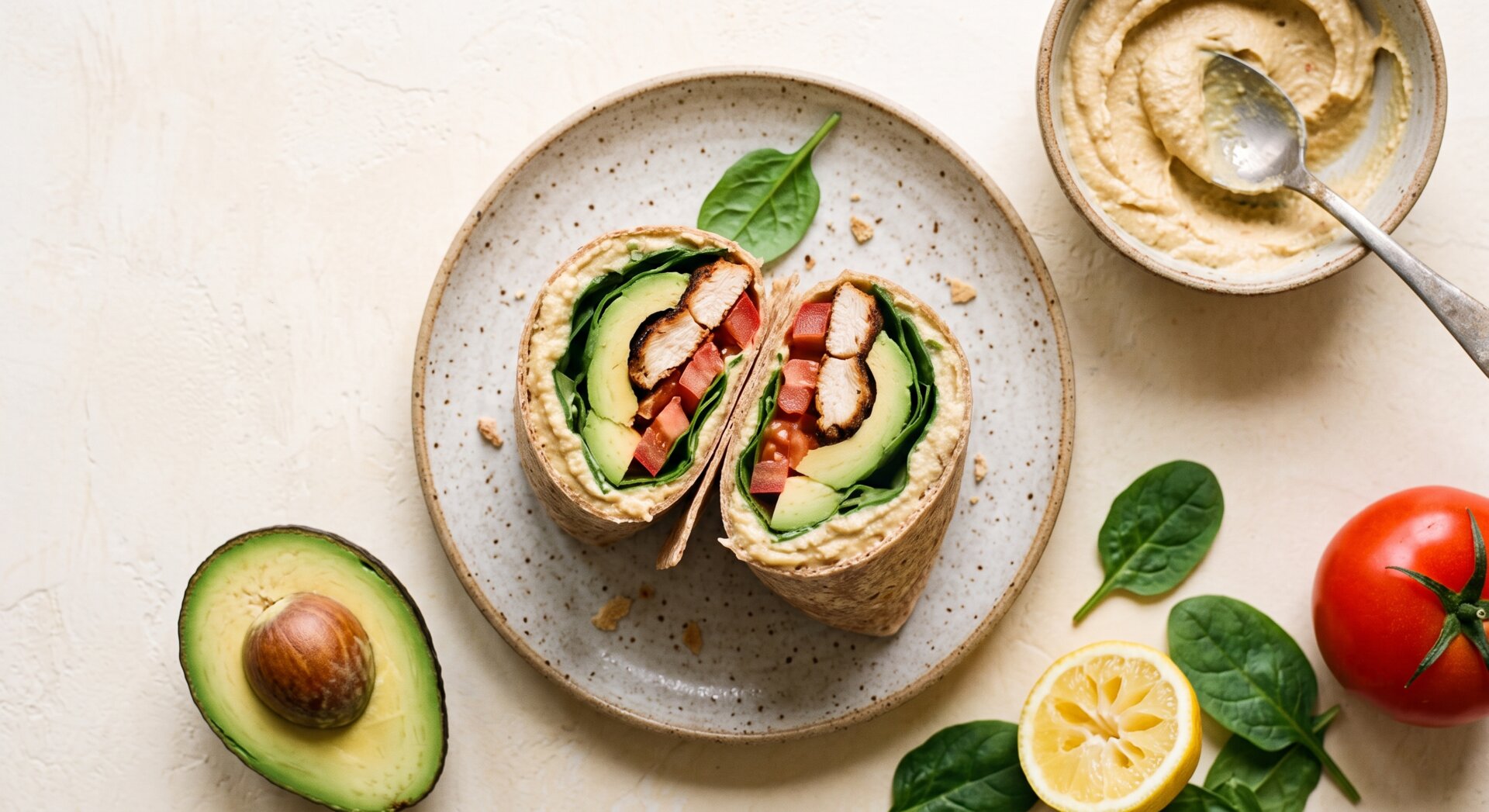 Volkoren Wrap met Kip, Avocado en Hummus