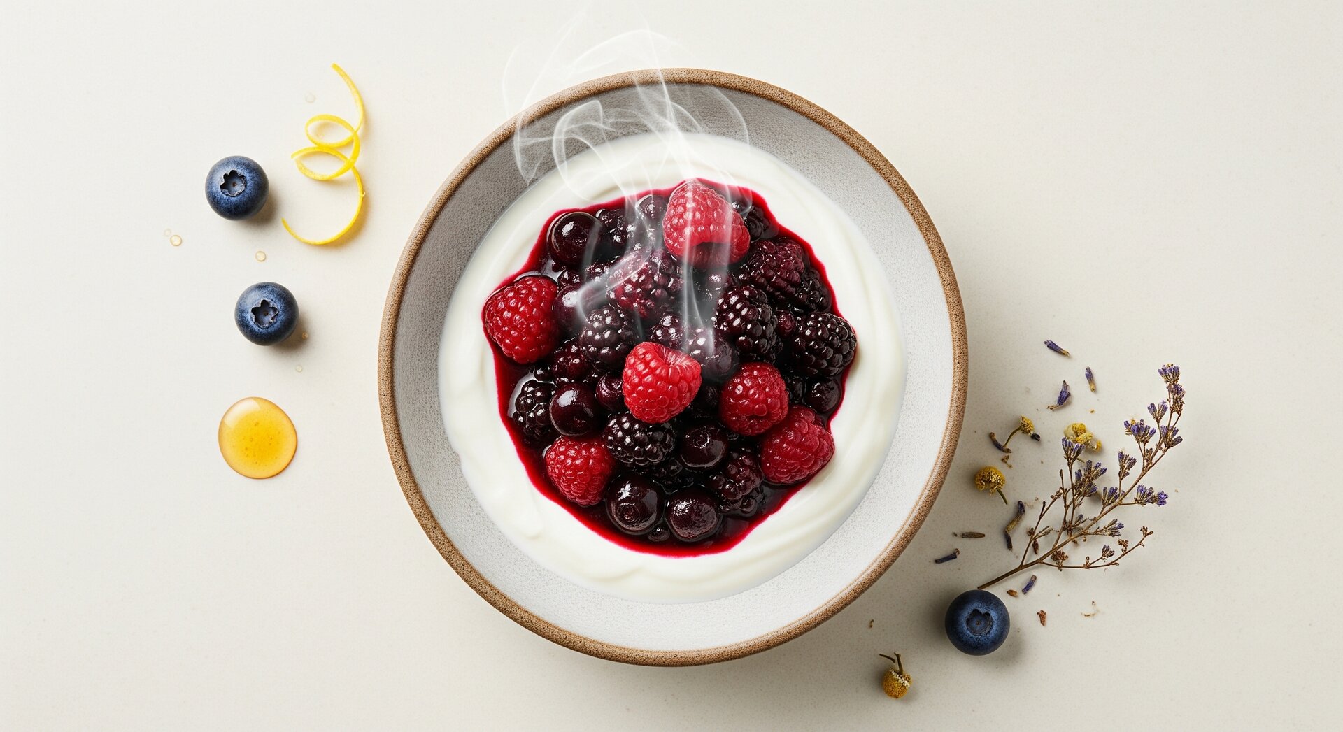 Warme Bessencompote met Lavendel-Yoghurt