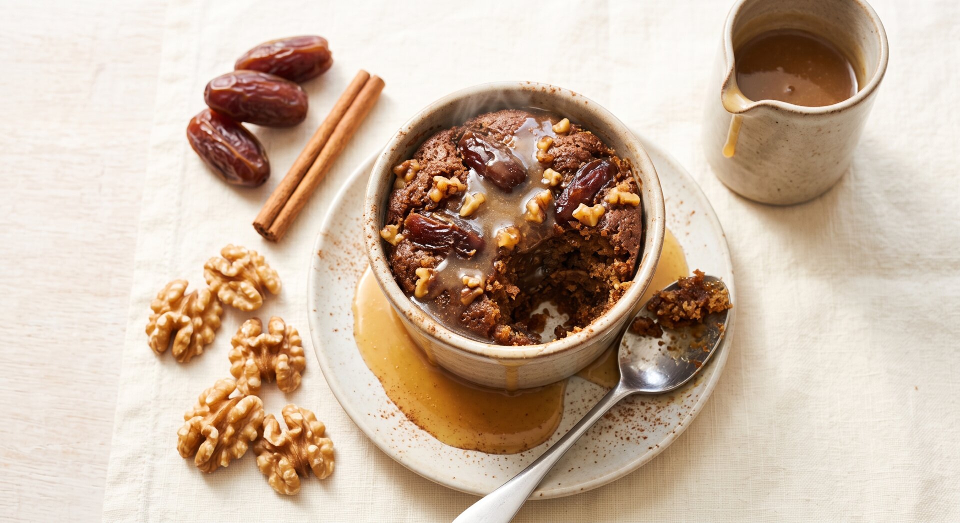 Warme Sticky Dadel-Walnoot Pudding