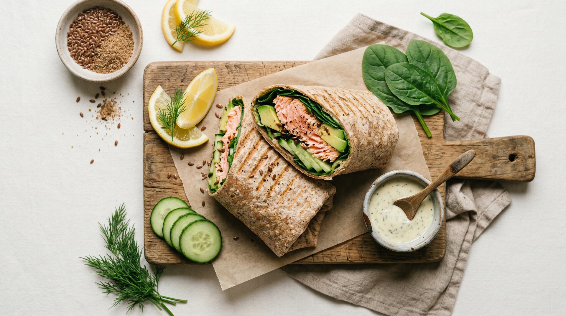 Zalm-Avocado Wrap met Lijnzaad