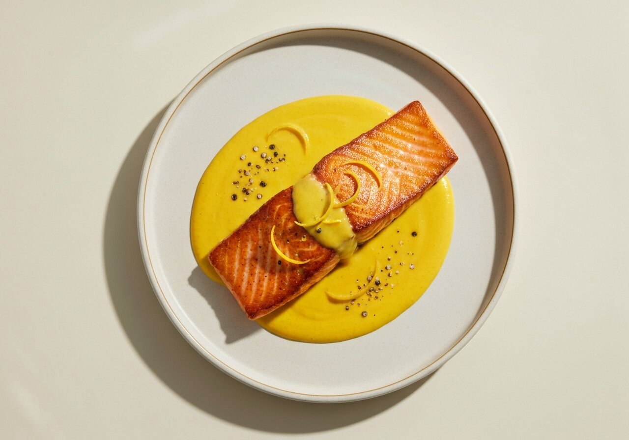 Gebakken Zalm met Gember-Kurkuma Saus