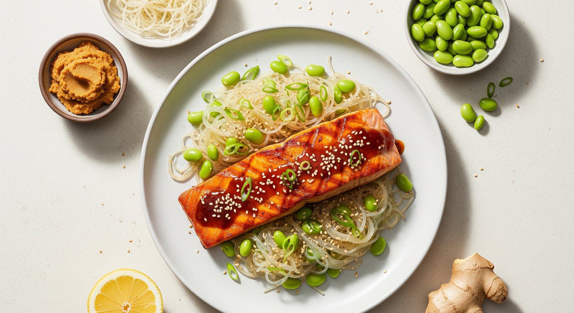 Zalm met Miso Glas Noedels