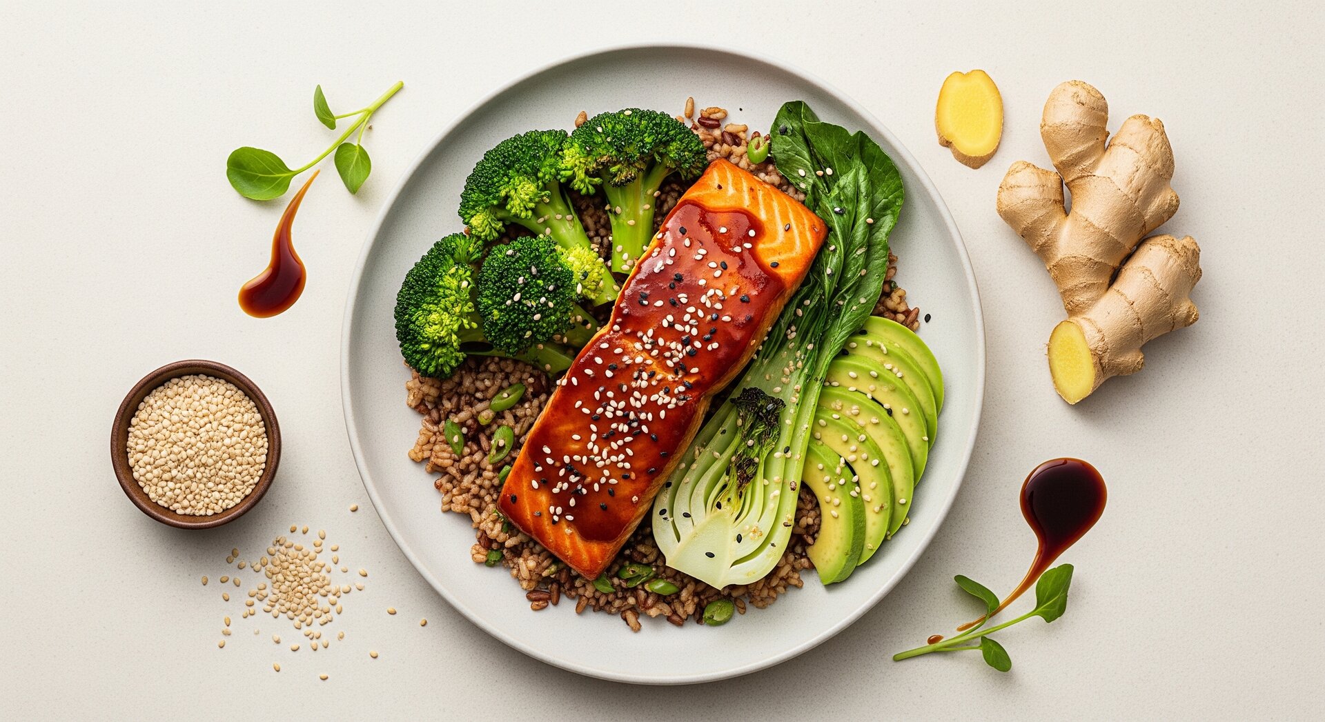 Zalm Teriyaki met Gember-Sesam Groenten