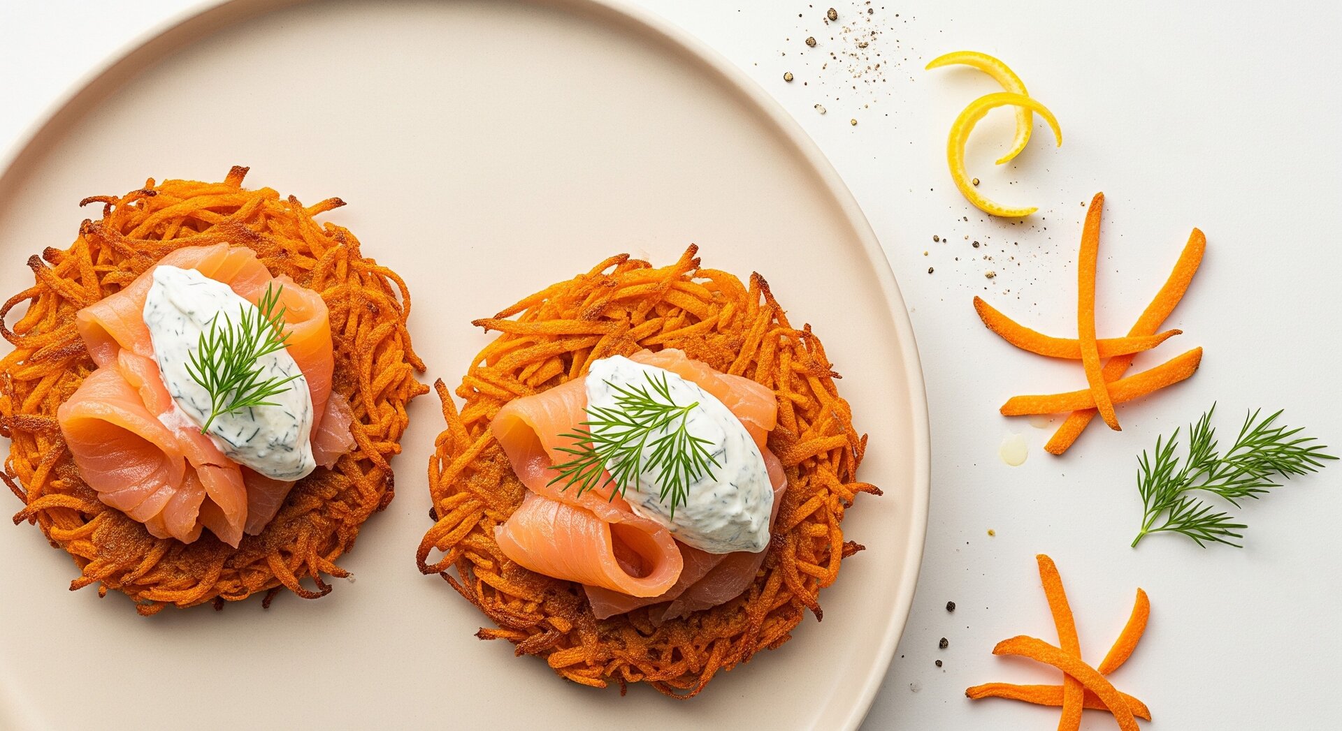 Zoete-aardappelrösti met Gerookte Zalm